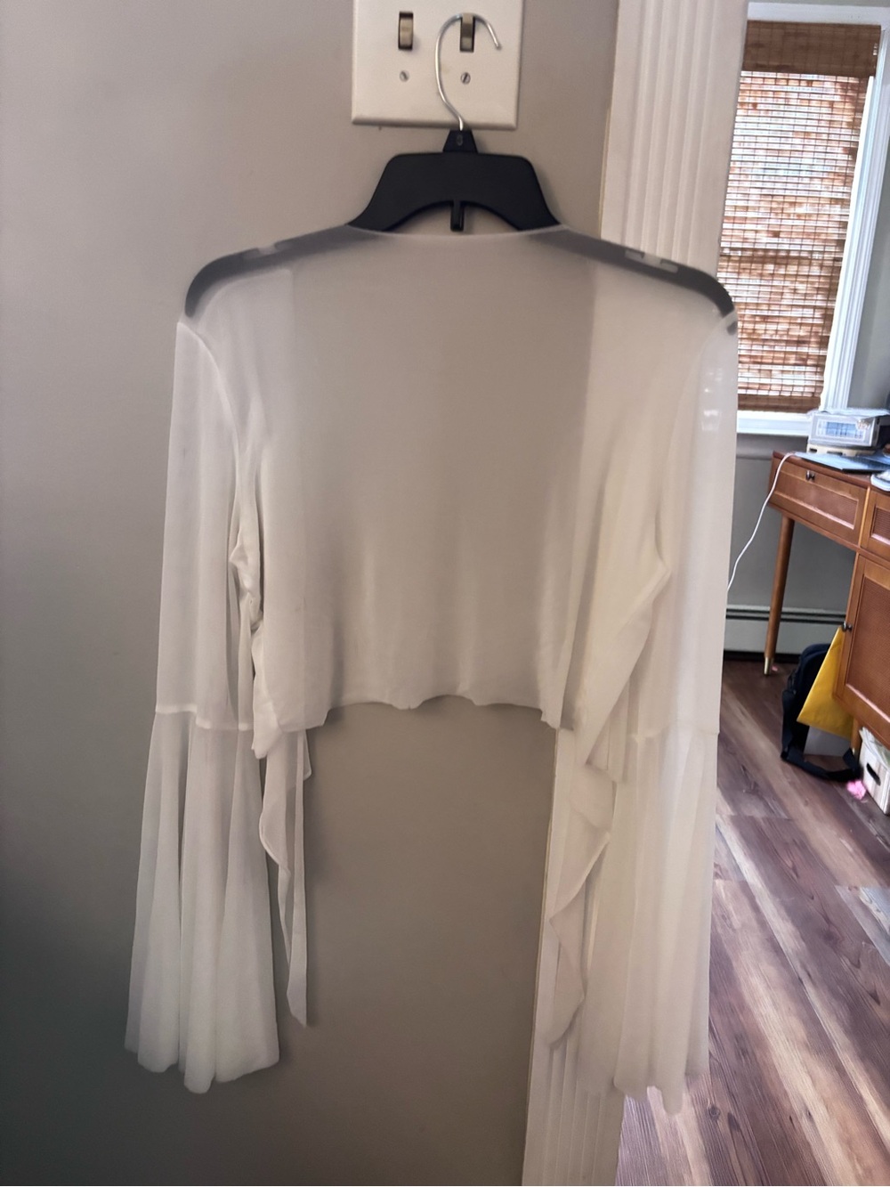 Sheer Tie-Front Top - White - Picture 2 of 3